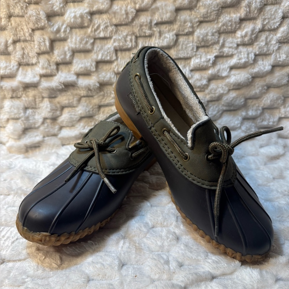 JBU by Jambu Olive Green/brown Waterproof Slip-on Duck Boots Women’s Size 8M EUC